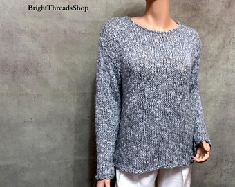 Alpaca Wool Sweater, Light Weigh Jumper, Loose Knitted Pullover