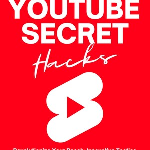 May include: A red book cover with the title "YouTube Secret Hacks" in white text. The cover also features a white play button icon inside a white number 8. The book's subtitle is "Revolutionize Your Reach: Innovative Tactics to Skyrocket Views and Subscribers". The author's name, "Matt Kingsley", is printed in white text at the bottom of the cover.