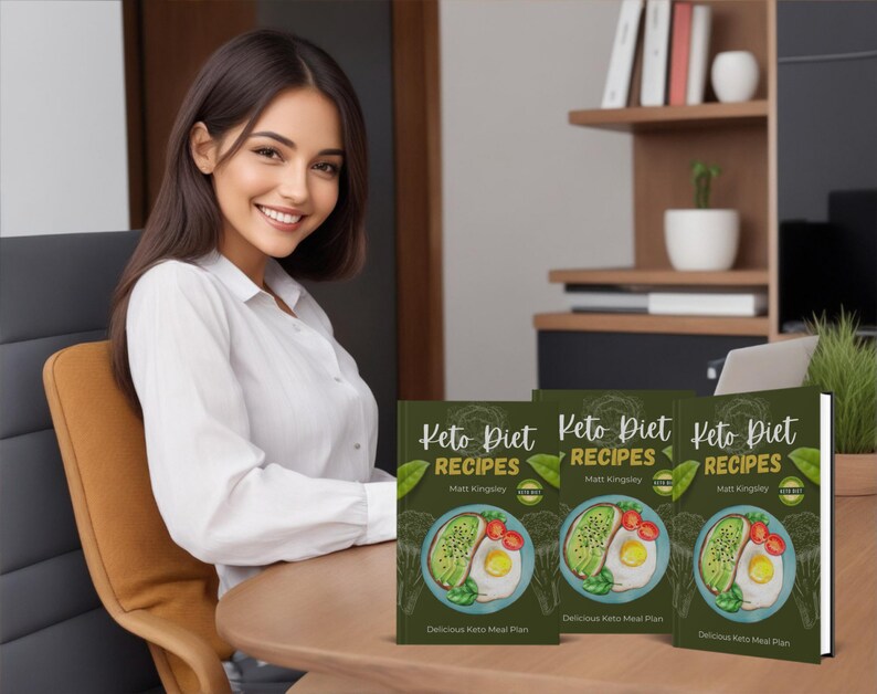 May include: Three green and black paperback books titled "Keto Diet Recipes" by Matt Kingsley. Each book features a photo of a plate with an egg, avocado, and tomato on top of a slice of bread.