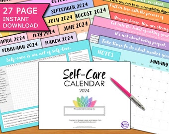 Self-Care 2024 Calendar 27p: Self-Love, Self-Help, Metal Health, Gratitude, Goals, Checklists, Trackers, Positive Mindset, Planner, Organize