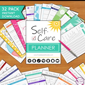 Self-Care Printable Planner: 32p Workbook Journal Self-Love, Self Help, Mindset, Health, Affirmations, Gratitude, Quotes, 30 Day Challenge image 1