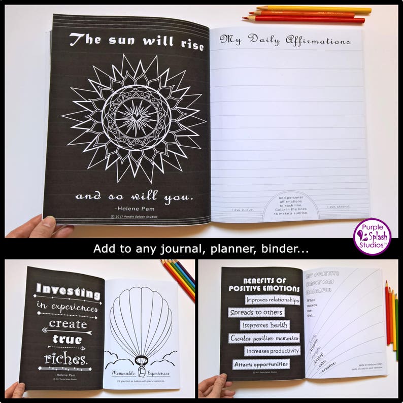 Self-Discovery Printable Journal 6 Pack with Creative Activities, Prompts & Quotes for Writing, Drawing, ColoringLetter,Half Letter,A4,A5 image 3