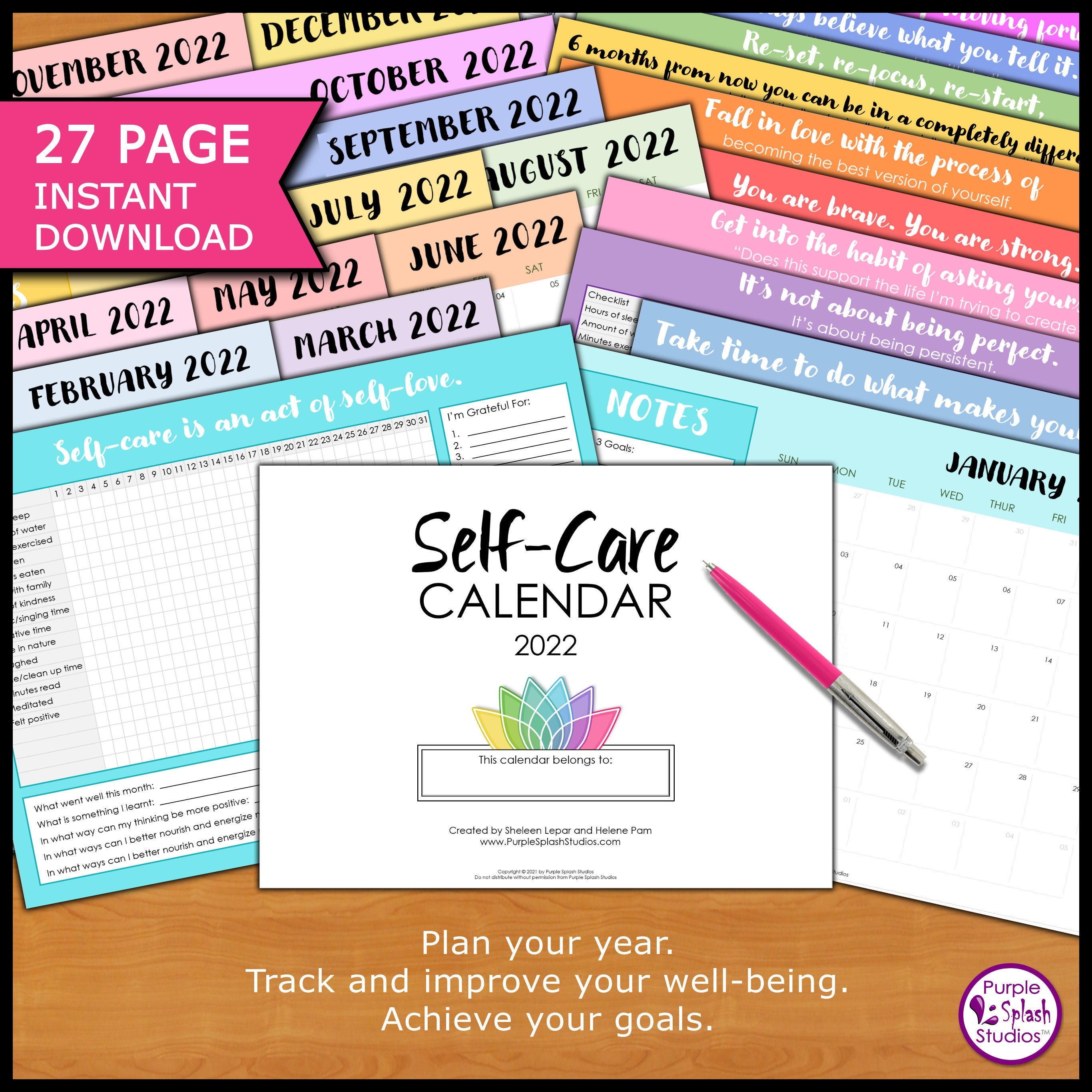Self-Care 2022 Calendar 27P: Self-Love Self-Help Metal | Etsy France