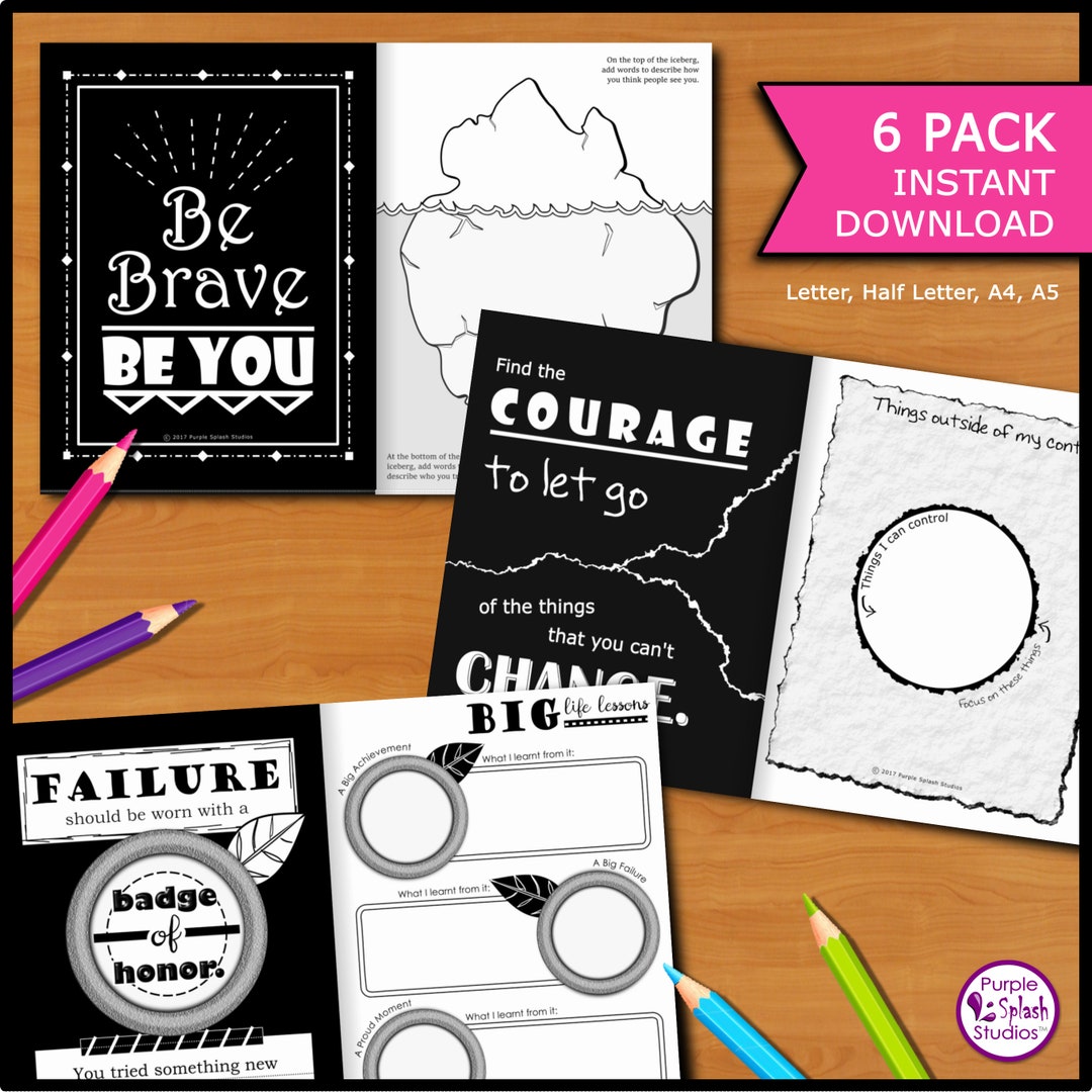 Self-discovery Printable Journal 6 Pack With Creative Activities, Prompts &amp; Quotes for Writing ...