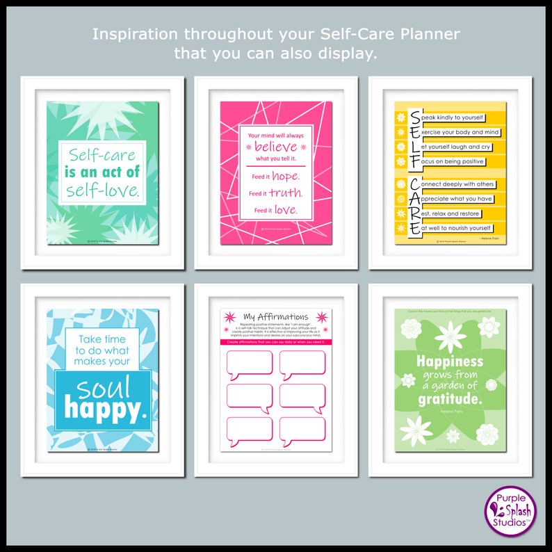 Self-Care Printable Planner: 32p Workbook Journal Self-Love, Self Help, Mindset, Health, Affirmations, Gratitude, Quotes, 30 Day Challenge image 4