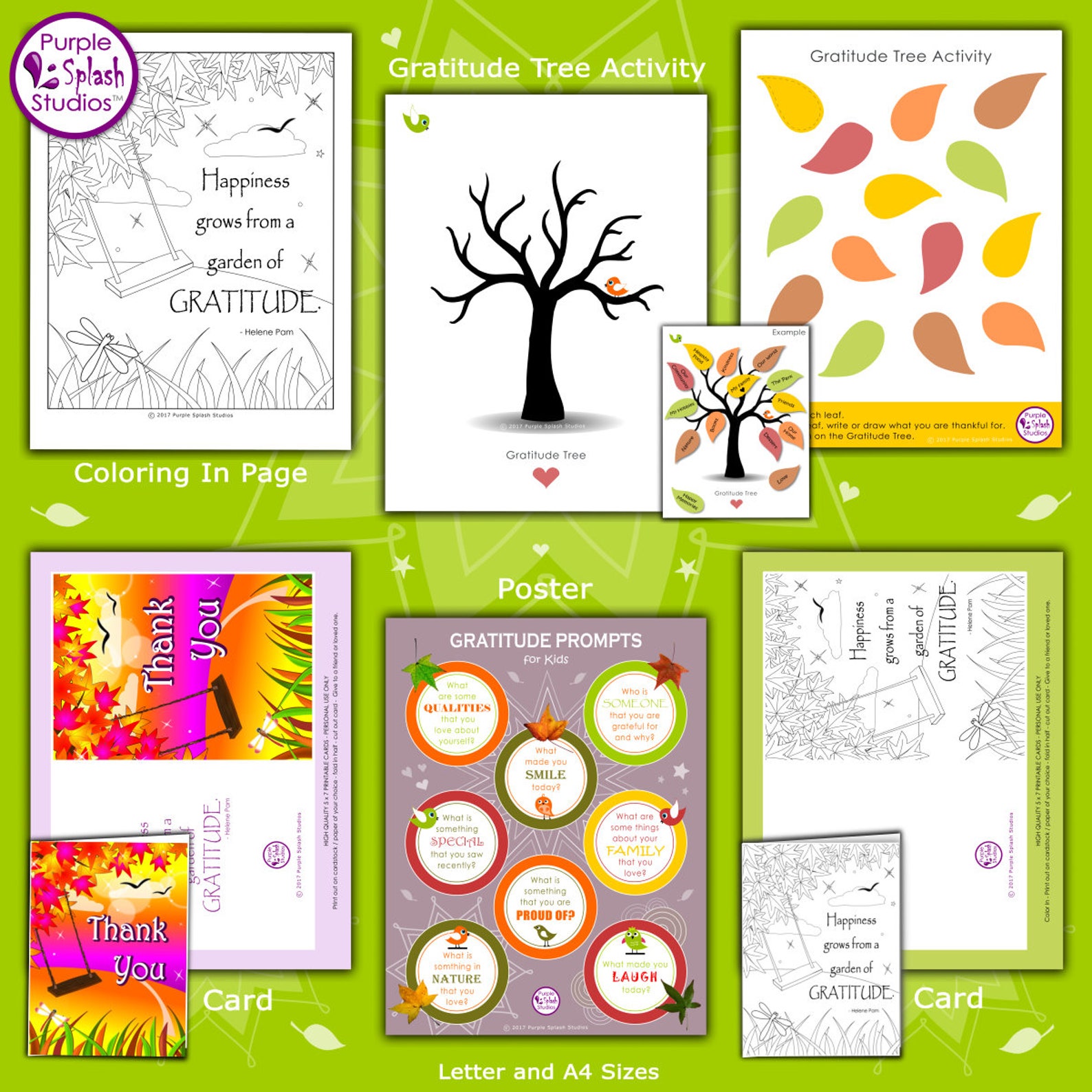 Gratitude Printable Kids Activities. 6 Pages Including Coloring, Thank ...