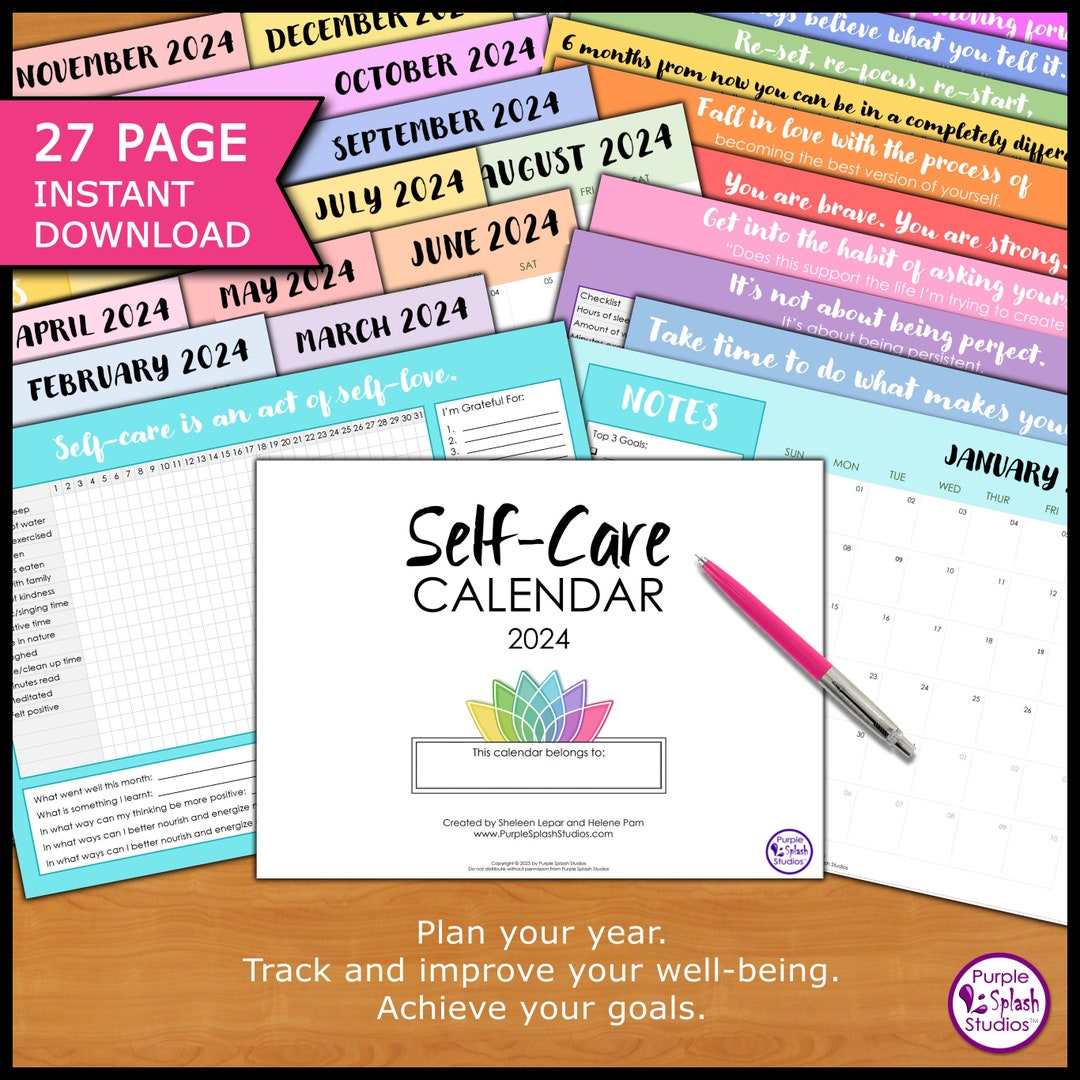 Selfcare 2024 Calendar 27p Selflove, Selfhelp, Metal Health