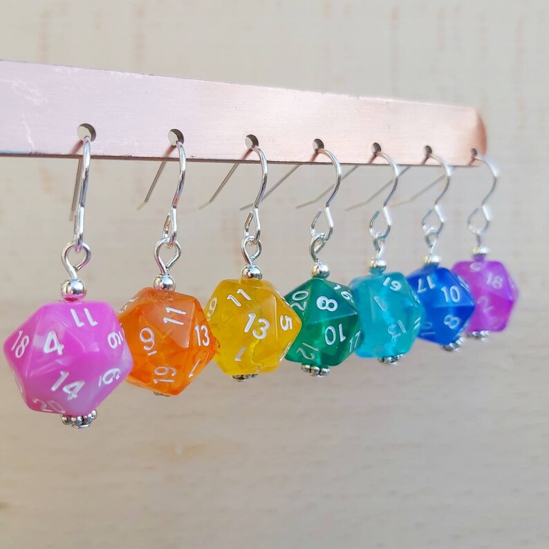 D20 dice earrings mini DnD dice earrings unique geeky girl Etsy
