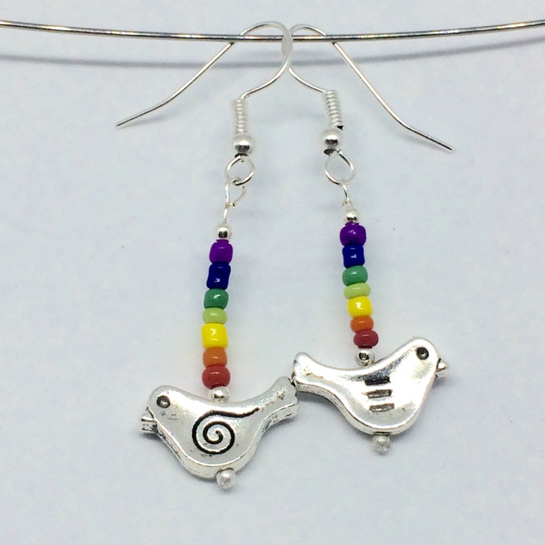 Rainbow Bird Earrings