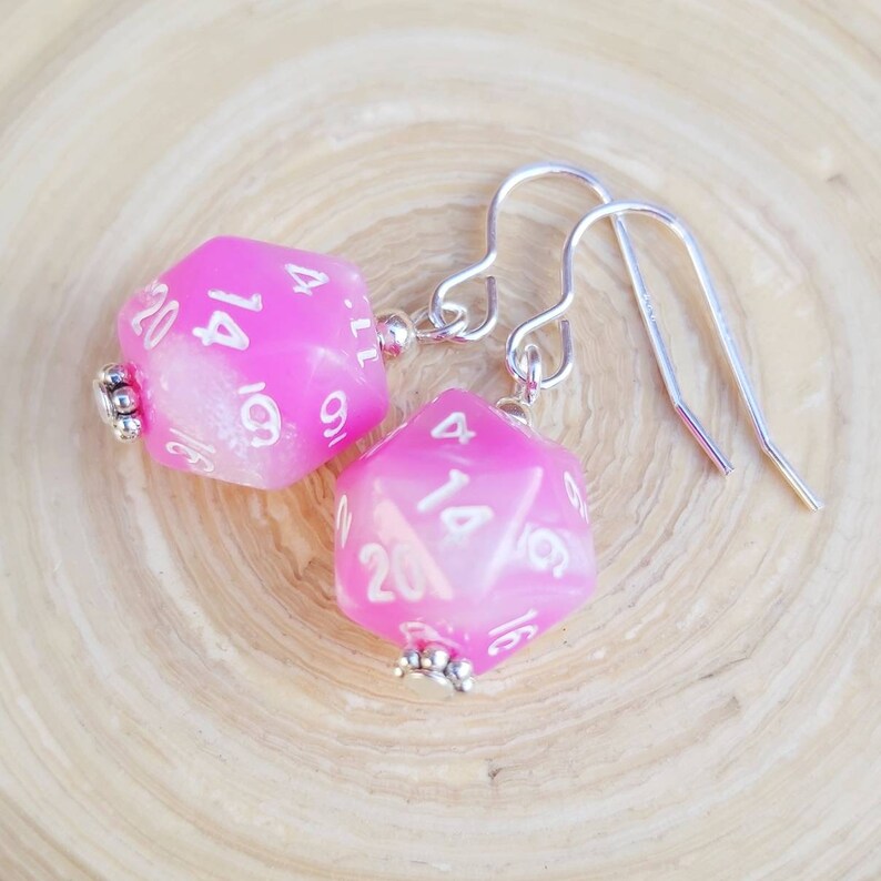 D20 dice earrings mini DnD dice earrings unique geeky girl Etsy