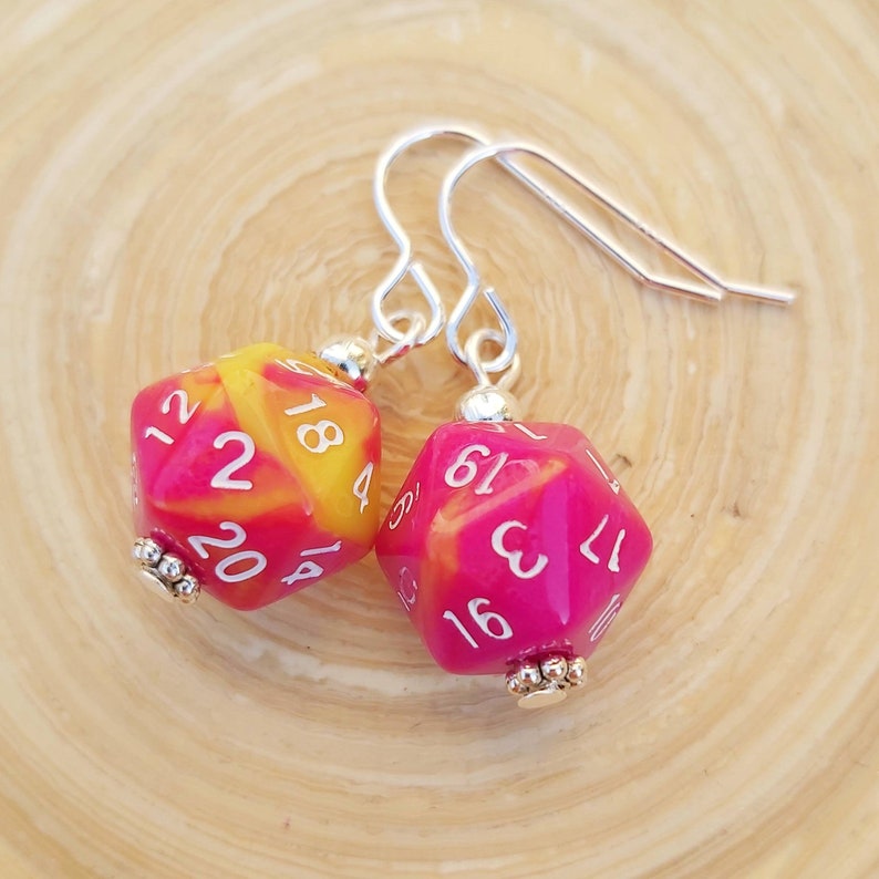 D20 dice earrings mini DnD dice earrings unique geeky girl Etsy