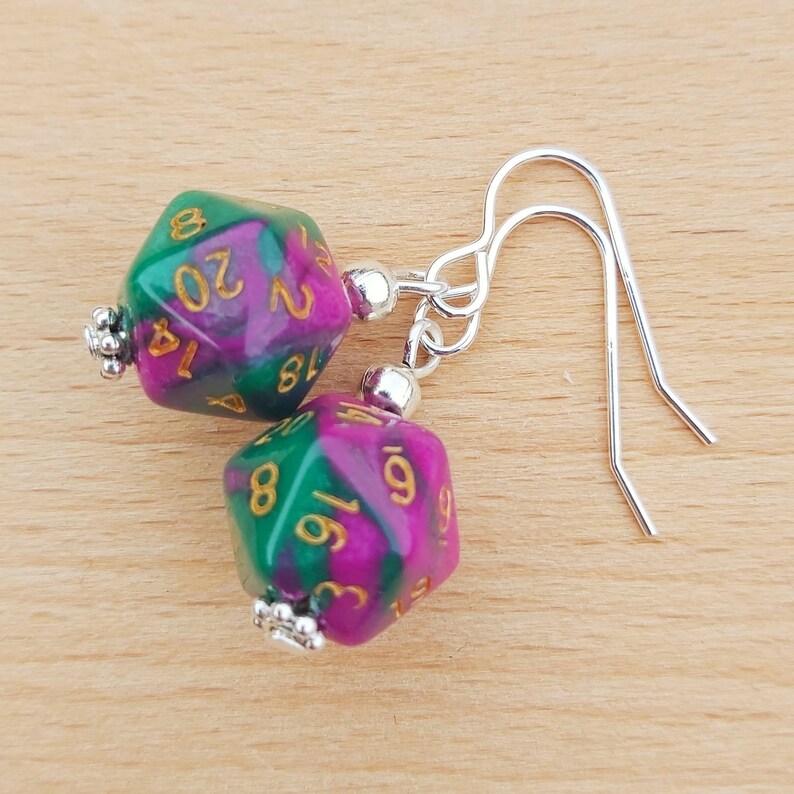 D20 dice earrings mini DnD dice earrings unique geeky girl Etsy