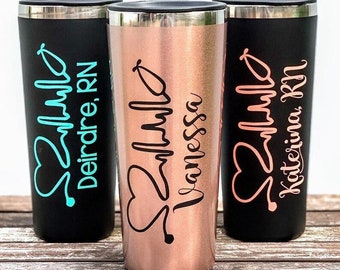 Personalized Registered Nurse Tumbler with Straw and Lid, Christmas Gifts for Nurses, Custom RN Gifts for Women, To Go Coffee Tumbler for