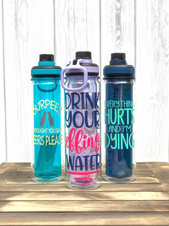 Water bottle Tracker, Water bottle Decal, FREE SHIPPING, Funny Gym Water Bottles, Drink Your Water, Burpees and Beers, Crossfit Water Bottle