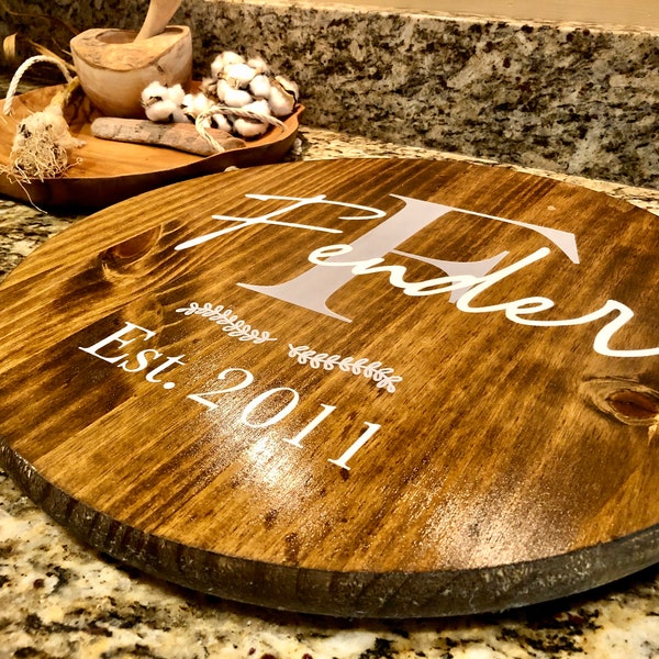 Personalized Lazy Susan, Wedding Gift, Housewarming Gift, Mothers Day Gift, Rustic Lazy Susan, Lazy Susan, Custom Turntable, Home Decor