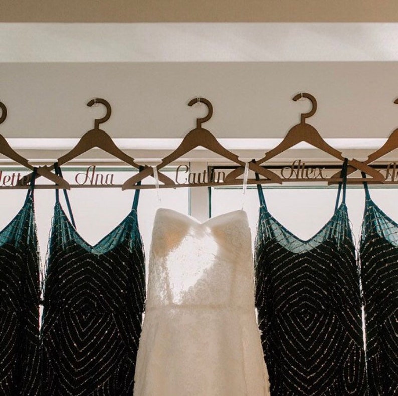 Custom Hangers Personalized Hangers with Names Bridesmaids Gift Custom Dress Hangers Wedding Dress Hanger Bridesmaid Hanger