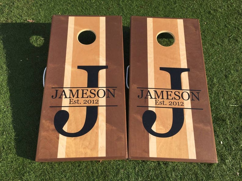 Custom Cornhole Boards With Initial And Last Name Cornhole Etsy