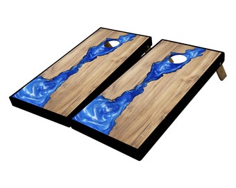 Epoxy Resin River Cornhole Boards, Outdoor Wedding, Wooden Epoxy, Toss Bags, Rustic Wedding, Custom Cornhole, Cornhole Boards, Wedding Gift