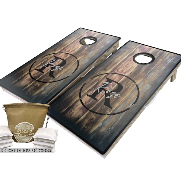 Rustic Barnwood Cornhole, Custom Cornhole Boards, Rustic Wedding, Cornhole Boards, Personalized Gift, Lawn Game