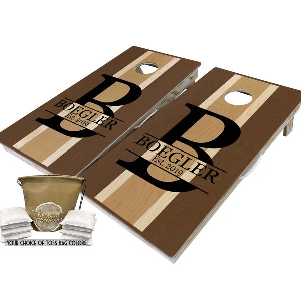 Custom Cornhole Boards with Initial & Last Name, Cornhole Boards, Monogram Cornhole Boards, Wedding Cornhole Board, Initial Cornhole
