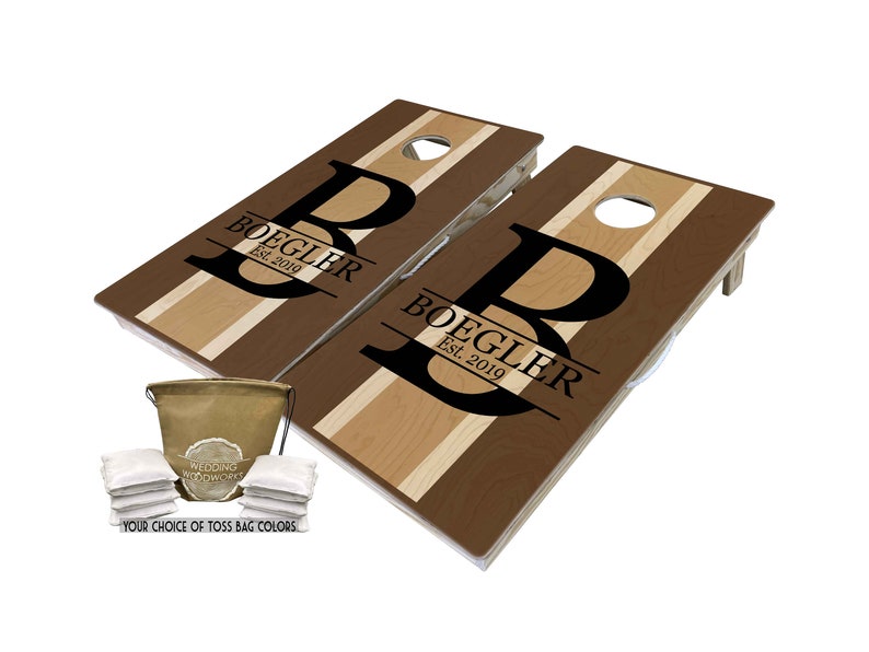 Custom Cornhole Boards with Initial & Last Name, Cornhole Boards, Monogram Cornhole Boards, Wedding Cornhole Board, Initial Cornhole image 1