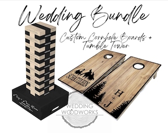 Wedding Games Bundle, Custom Cornhole Boards, Custom Tumble Tower, Toss Bags, Custom Cornhole, Cornhole Boards, Custom Wedding Games