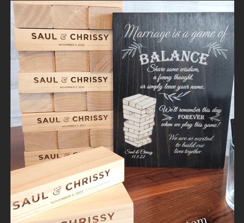 Jenga Guest Book Wooden Wedding Sign Jenga Sign Guest Book Etsy