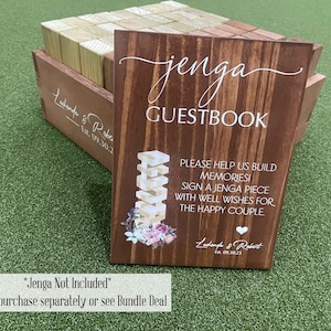 Jenga Guest Book Wooden Wedding Sign, Jenga Sign, Guest Book Wedding Sign, Wedding Decor, Unique Wedding Guest Book, Sign a Jenga Piece