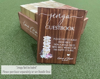 Jenga Guest Book Wooden Wedding Sign, Jenga Sign, Guest Book Wedding Sign, Wedding Decor, Unique Wedding Guest Book, Sign a Jenga Piece