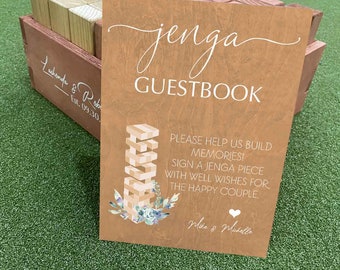 Wedding Jenga Guestbook Sign, Jenga Sign, Guest Book Wedding Sign, Wedding Decor, Unique Wedding Guest Book, Sign a Jenga Block