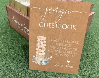 Wedding Jenga Guestbook Sign, Jenga Sign, Guest Book Wedding Sign, Wedding Decor, Unique Wedding Guest Book, Sign a Jenga Block