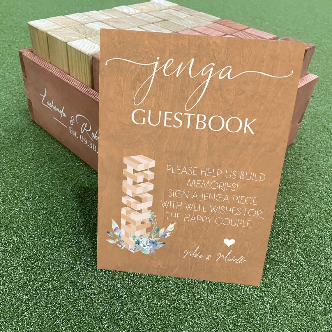Wedding Jenga Guestbook Sign, Jenga Sign, Guest Book Wedding Sign, Wedding Decor, Unique Wedding Guest Book, Sign a Jenga Block