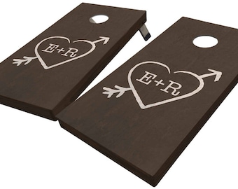 Heart Arrow & Initials Custom Cornhole Boards, Wedding Cornhole Boards, Lawn Games, Bag Toss, Cornhole Boards, Anniversary Gift, Custom Gift