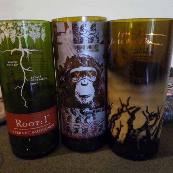 Wine Bottle Vase (1), Choose from 3 Options, Upcycled Cut Glass, Root 1, Infinite Monkey, or Phantom