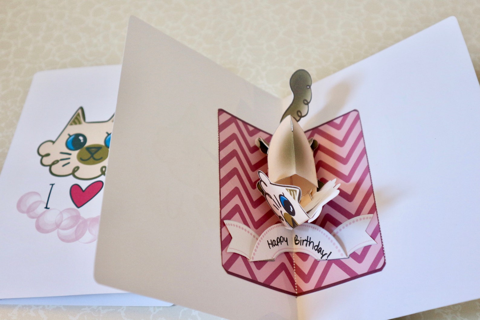Printable Latte Cat Pop up Card Template Cat Lover Etsy