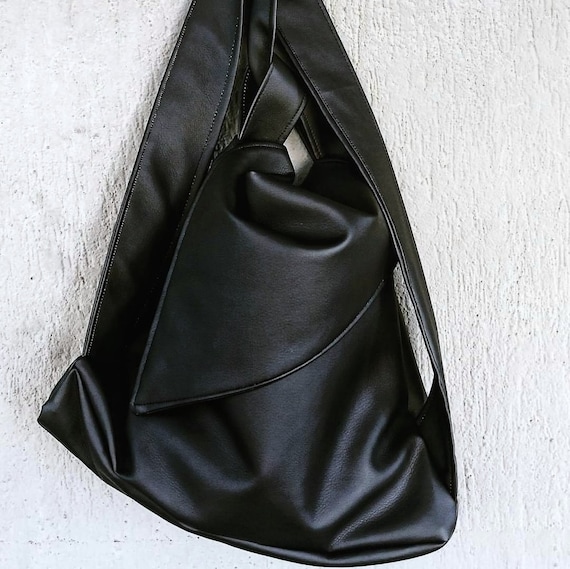 Etsy black cheap leather backpack