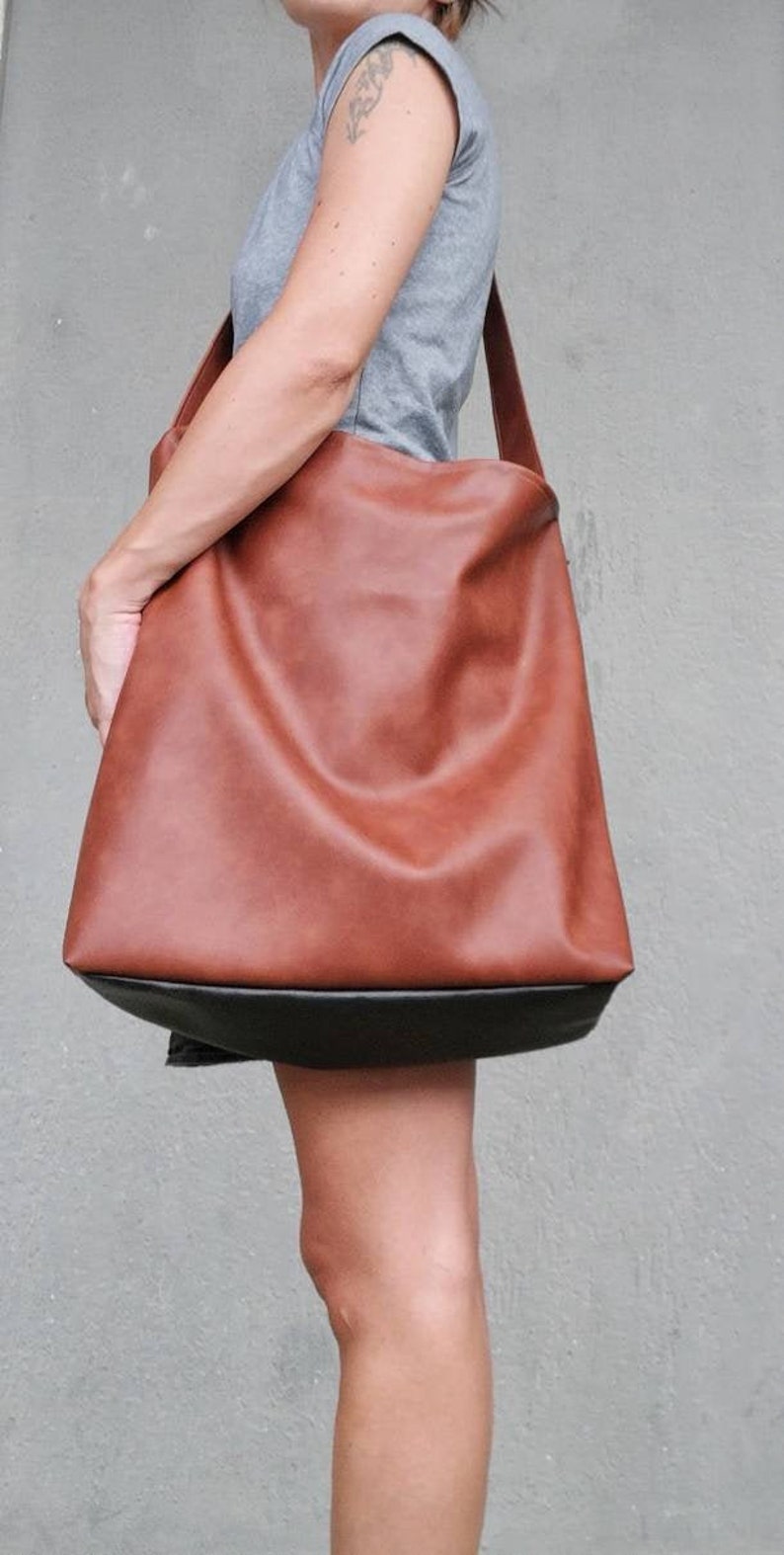 leather tote bag etsy