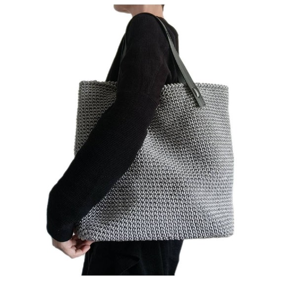 Grey crochet bag, handmade crochet bags, summer bags, crochet shoulder bag, grey bag, glitter crochet bags