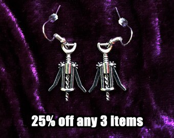 Corkscrew/wine opener earrings - hypoallergenic option