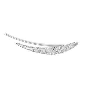 18K White Gold Diamond Ear Climber: Modern Crawler Earring
