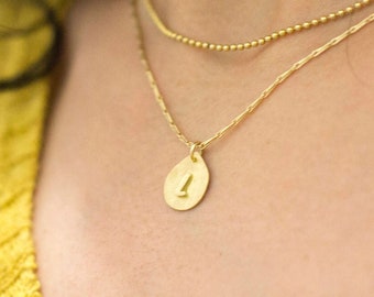 Gold Initial Charm Necklace, Personalized Pendant, Custom Gold Necklace, Solid Gold Pendant Necklace, Gold Disc Charm, 3d letters custom
