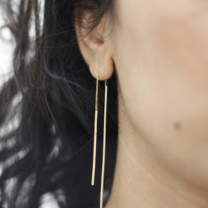 14k Solid Gold Threader Earrings: Long Dangle Chain, Minimalist Bridal Jewelry