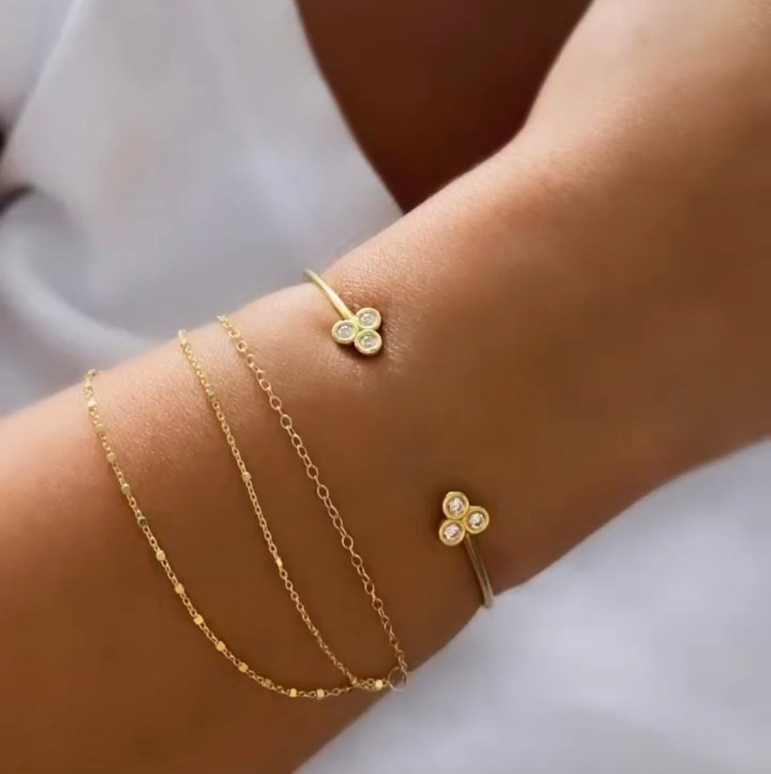 Gold Chain Bracelet for Women, 14K Gold Plated Stainless Steel