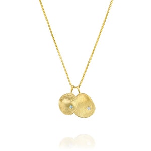 Birthstone and Diamond 14K Solid Gold Finger Print Pendants Necklace