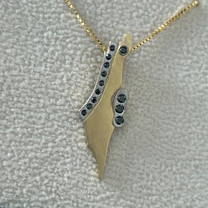 Israel Map with Black Diamonds Necklace