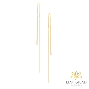 Threader 14K Solid Gold Chain Earrings