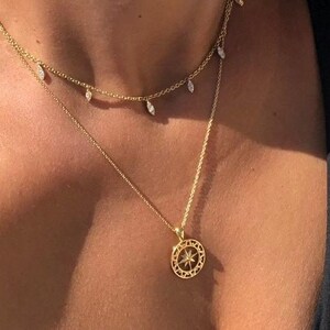 Versandfertig 18K Gold Kompass Urlaub Geschenk Halskette für Frauen