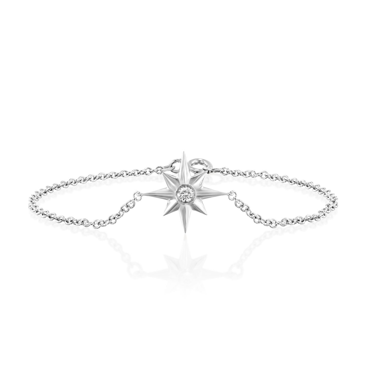 14K Gold Compass Bracelet, Diamond Bracelet, Modern Bracelet, Boho