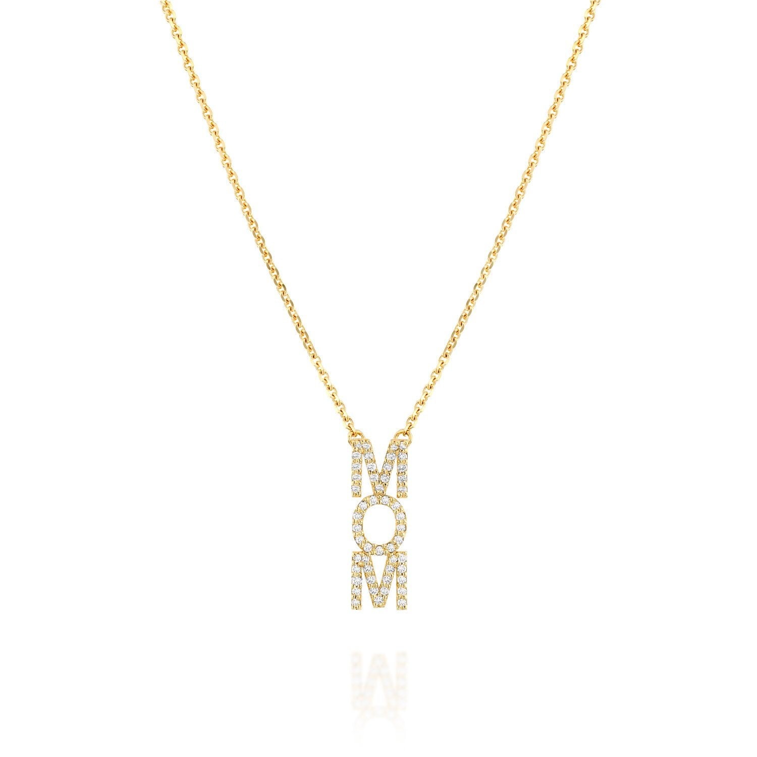 Solid Gold and Diamonds MOM Gift Necklace