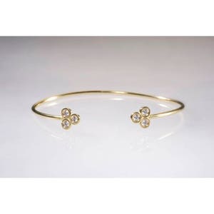 18k Gold Diamond Open Cuff Bracelet: Minimalist Everyday Jewelry